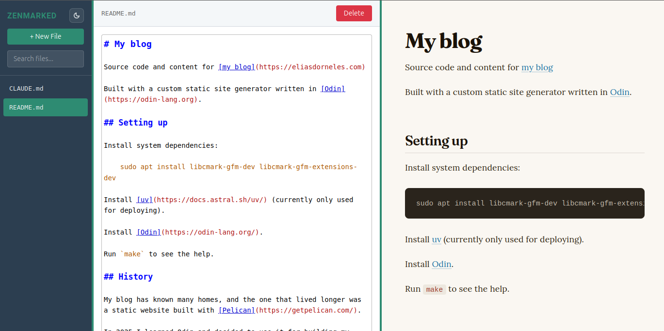 Screenshot of zenmarked
