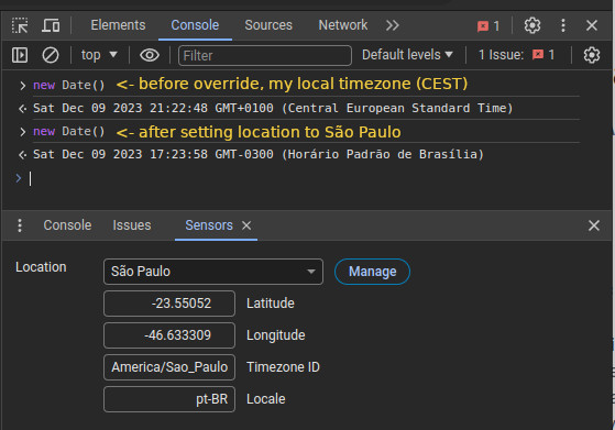 Chromium Location Override Example